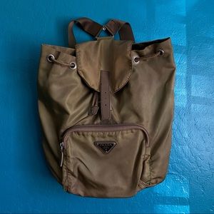 Prada green nylon tessuto back pack